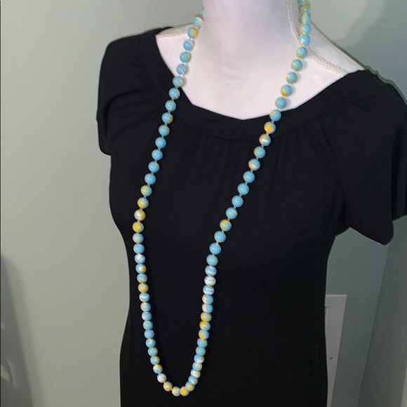 Necklace Blue , yellow and white - Picture 3 of 8